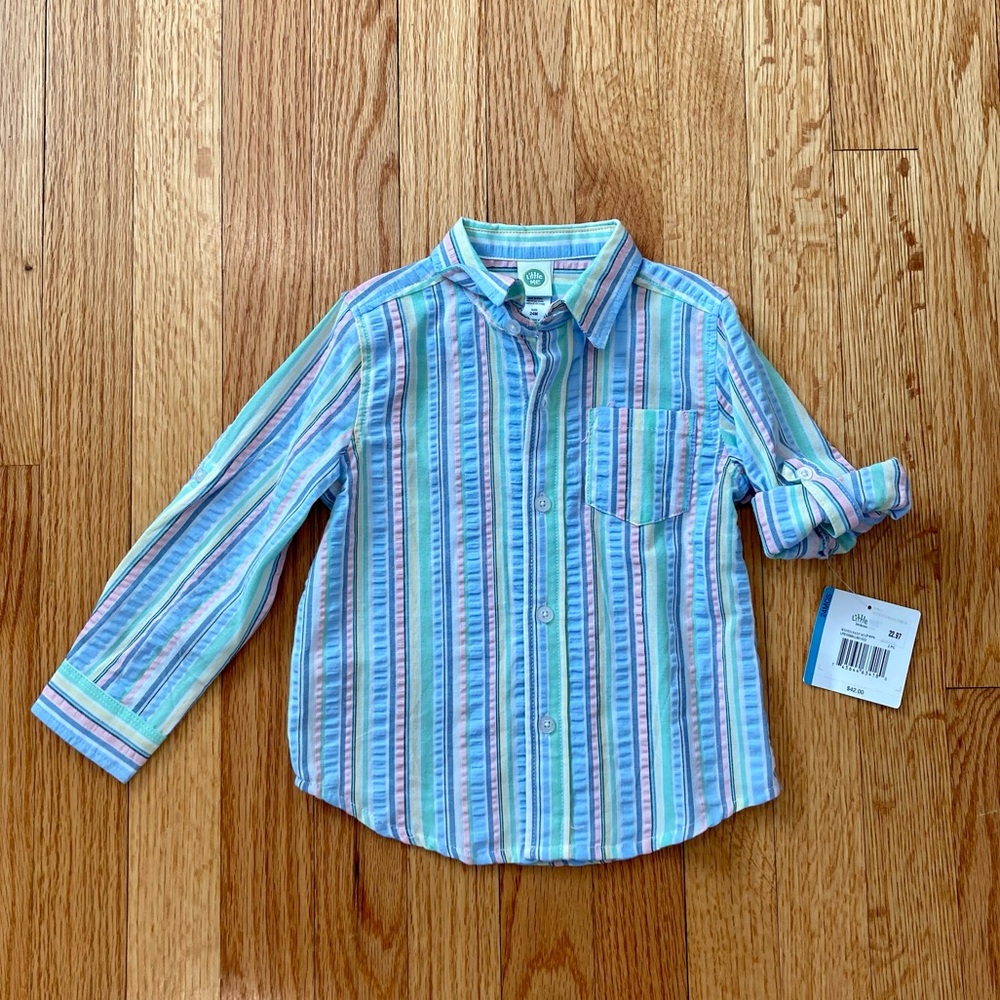 Little Me Striped Button Down - Pastel - 24M - NWT